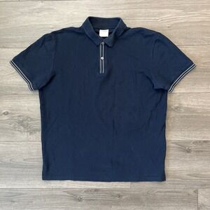 Selected Homme Mens M Knit Polo Shirt Dark Blue Short Sleeve